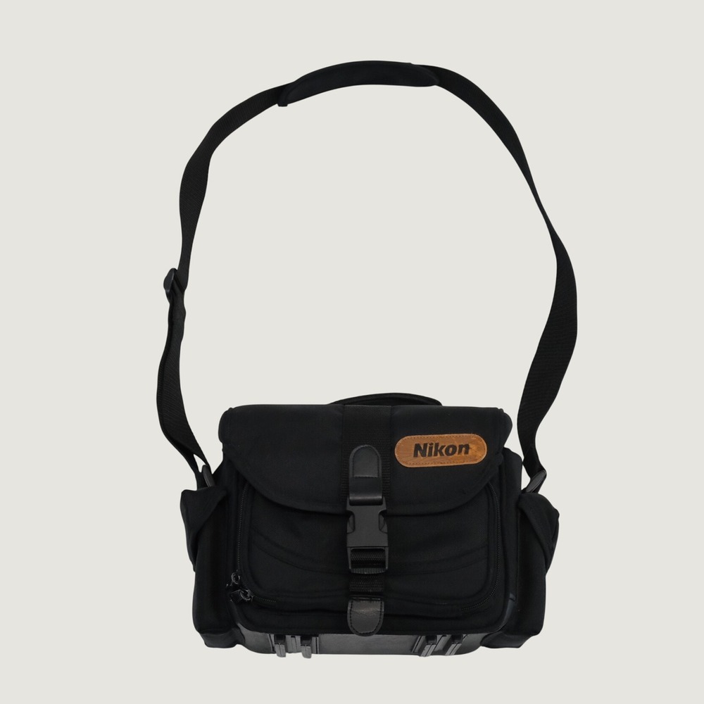 Vintage Nikon Camera Bag Black Padded Utility Gorpcore OS Shoulder Bag